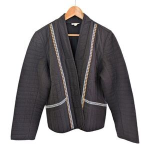 Pure J. Jill Seersucker Jacket Open Front Black Medium